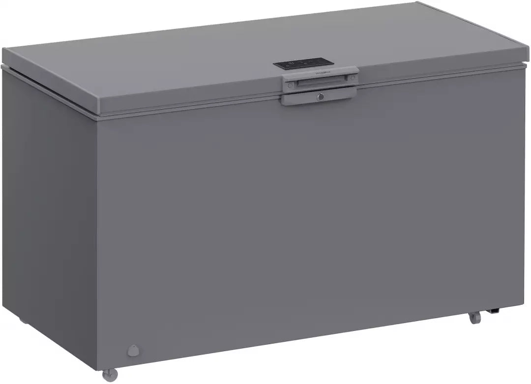 Congélateur coffre Whirlpool W3RHS44EG — 442 L, convertible en réfrigérateur, 6ème Sens, FreezerGuard -15°C, classe E, 4 paniers, gris | Electro‑Choc