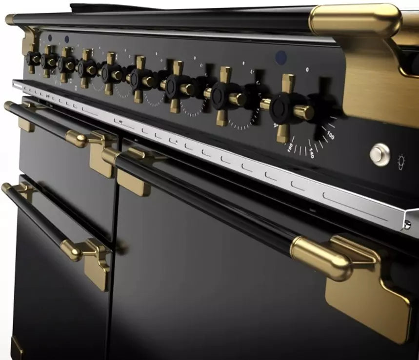 Piano de cuisson induction Falcon Elise Luxe 90 ELS90EIGBBE-EU noir brillant et laiton — 5 foyers, 2 fours électriques et gril séparé