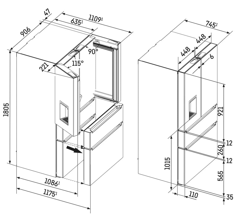 Réfrigérateur américain French Door Liebherr MBsddi 9524 Plus BioFresh NoFrost — 584 L, 2 tiroirs congélateur, IceMaker et Wi-Fi intégré