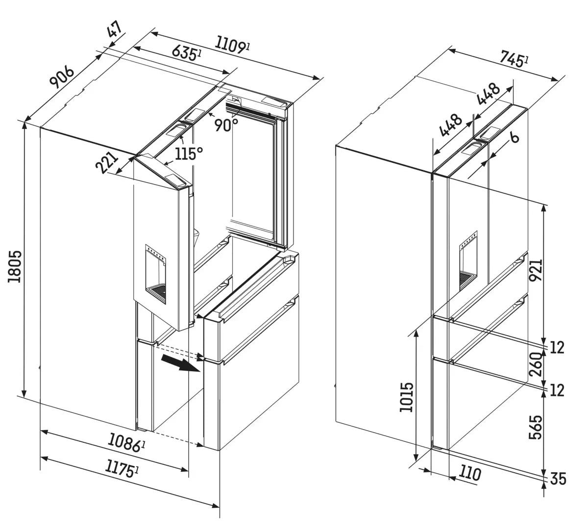 Réfrigérateur américain French Door Liebherr MBsddi 9524 Plus BioFresh NoFrost — 584 L, 2 tiroirs congélateur, IceMaker et Wi-Fi intégré