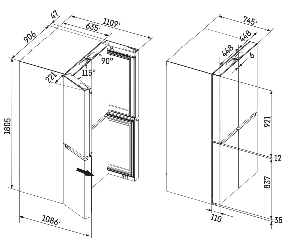 Réfrigérateur américain multi-portes Liebherr Msdd 9012 Pure NoFrost — 576 L, French Door 4 portes, EasyTwist-Ice et VarioTempZone