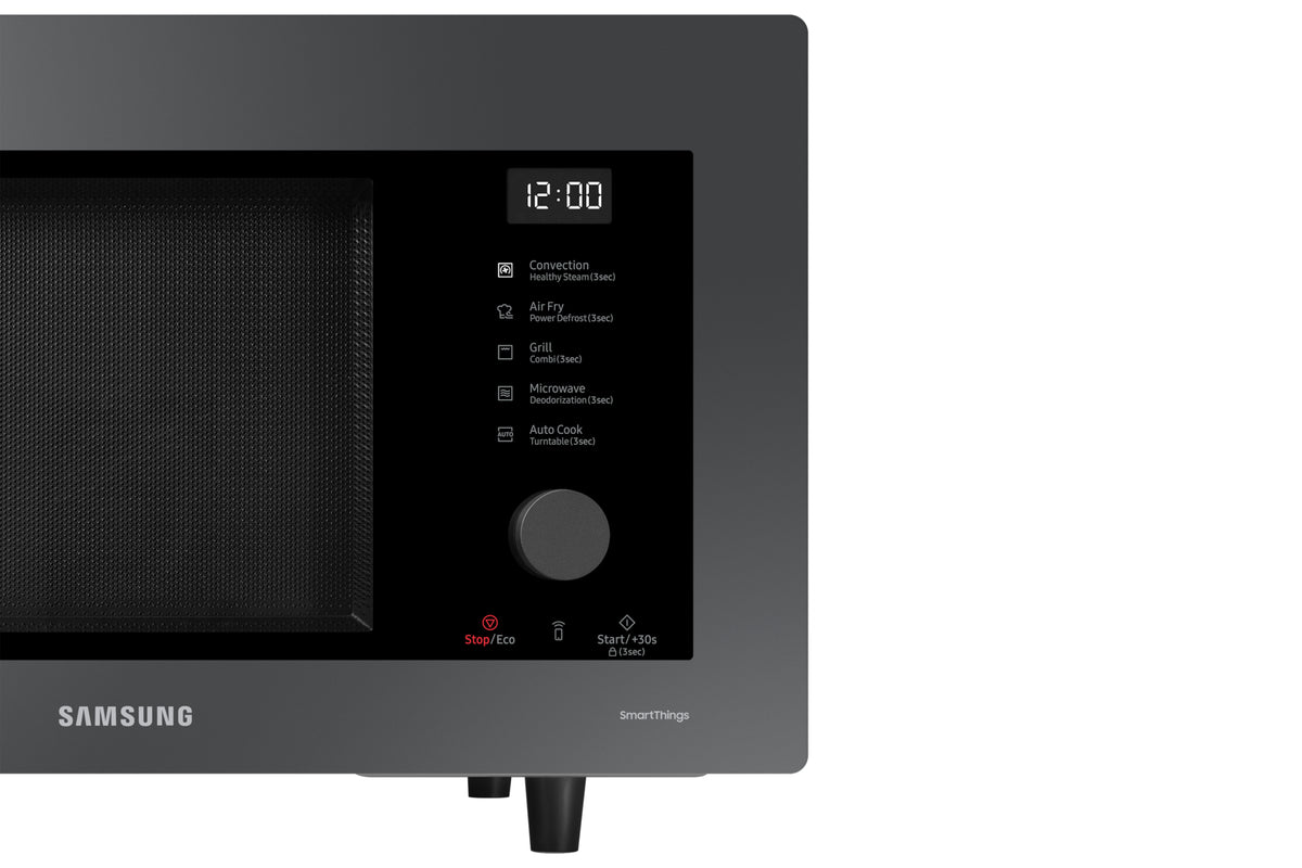 Micro-ondes combiné SAMSUNG MC32DB7746KCE1 — 32 L, convection + gril + vapeur + Air Fry, Smart Control Wi‑Fi (SmartThings), CERAMIC INSIDE™, plateau 34,5 cm, Charcoal Glass | Electro‑Choc
