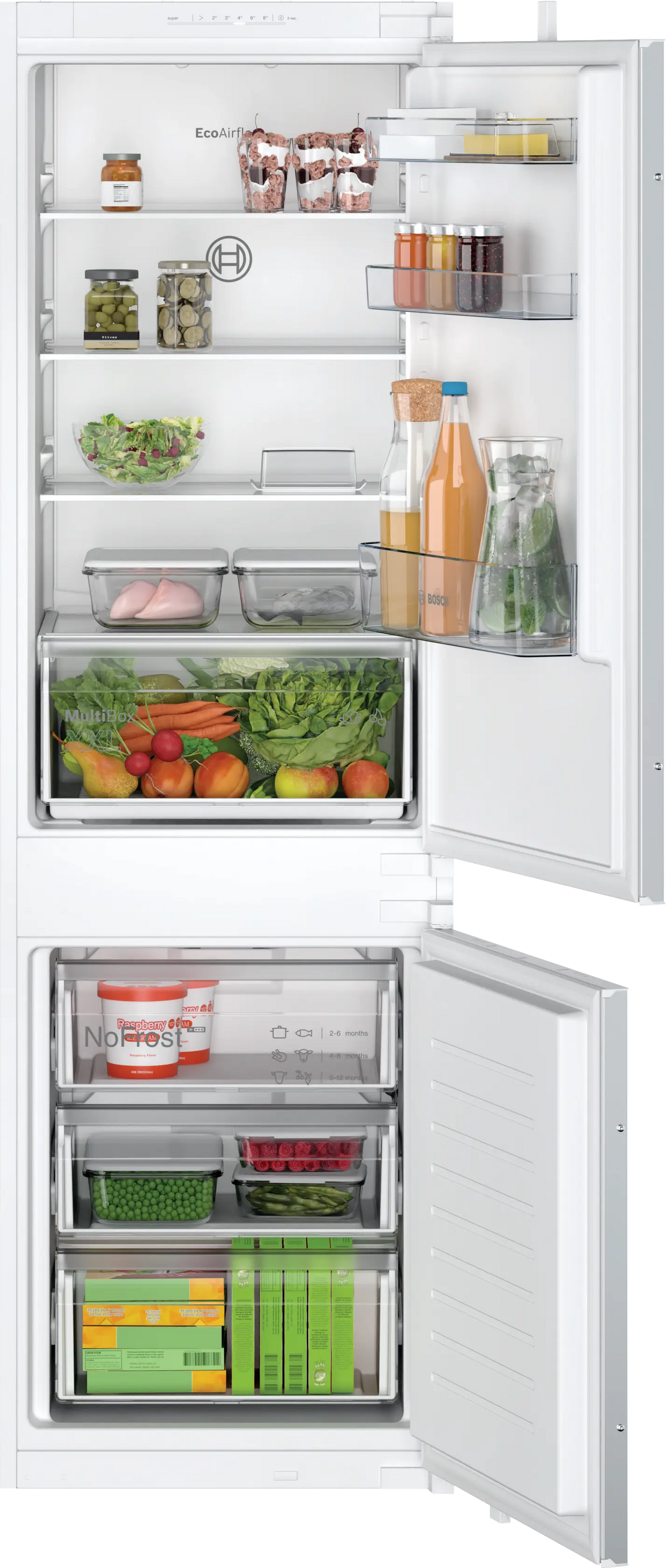 Réfrigérateur combiné intégrable BOSCH KIN865SE0 Série 2 — 260 L, NoFrost, MultiBox XXL, Niche de 177 cm, Eco Airflow, Classe E | Electro‑Choc