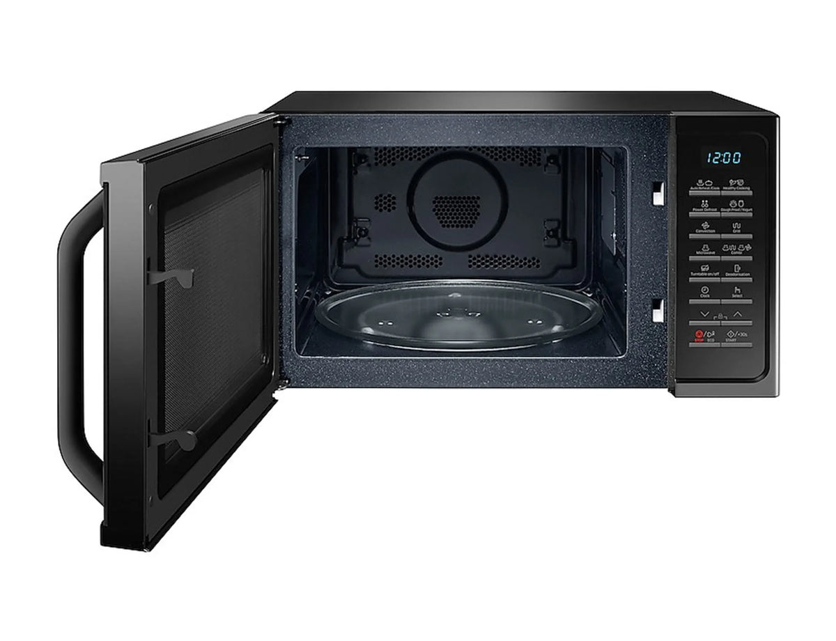 Micro-ondes combiné SAMSUNG MC28H5015AK/EF — 28 L, 900 W, Grill 1500 W, Chaleur tournante 2100 W, cavité céramique émail, plateau 32 cm (arrêt possible), menus automatiques, Slim Fry | Electro‑Choc