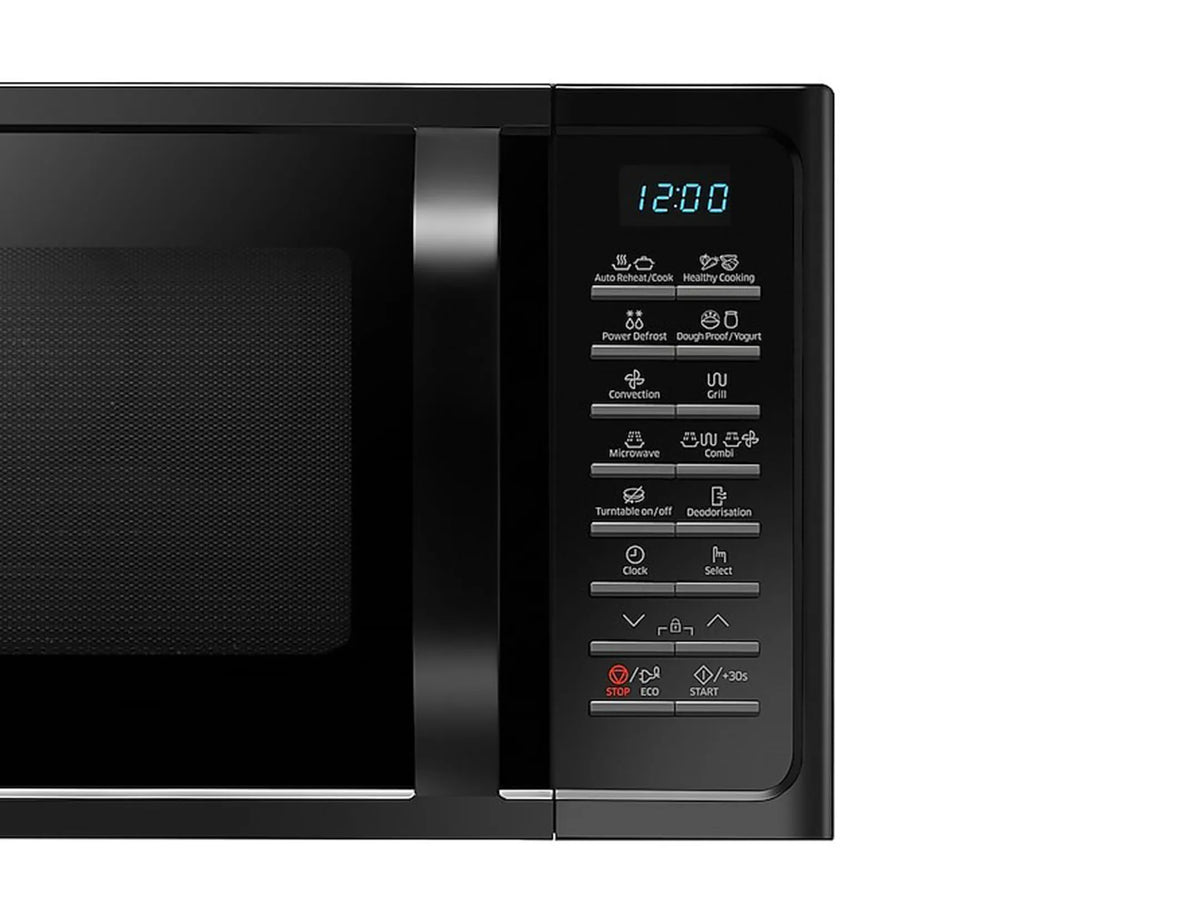 Micro-ondes combiné SAMSUNG MC28H5015AK/EF — 28 L, 900 W, Grill 1500 W, Chaleur tournante 2100 W, cavité céramique émail, plateau 32 cm (arrêt possible), menus automatiques, Slim Fry | Electro‑Choc