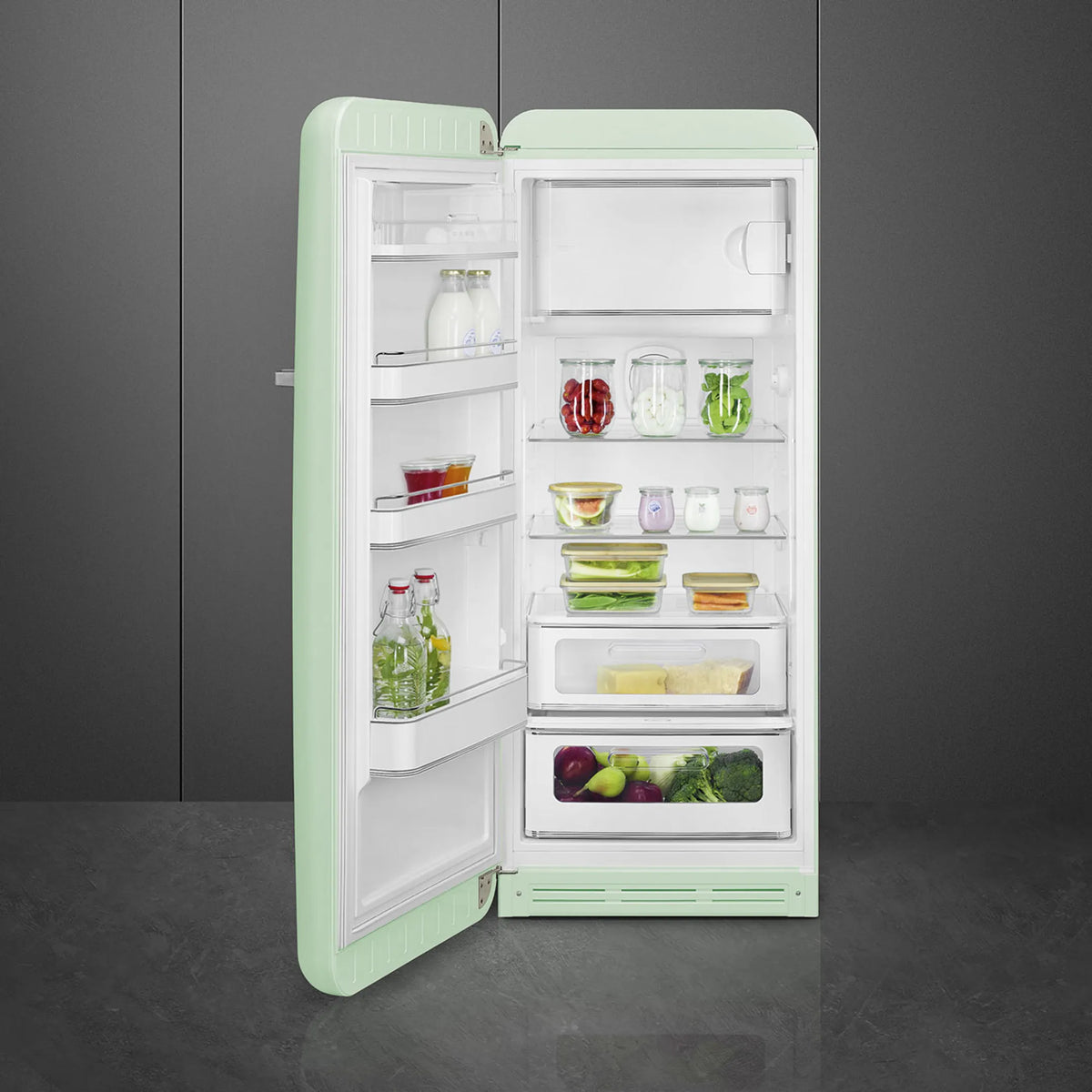 Réfrigérateur vintage SMEG FAB28LPG6 vert d’eau — Style Années 50, 270 L, classe C | Electro‑Choc