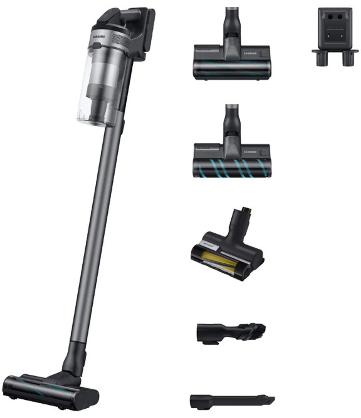 Aspirateur balai sans fil SAMSUNG Jet 75E Turbo VS20B75AGR1/WA — 200 AW, Jet Cyclone, filtration 99,999 %, jusqu’à 60 min, brosse Turbo Action, écran LCD, bac 0,8 L lavable | Electro‑Choc