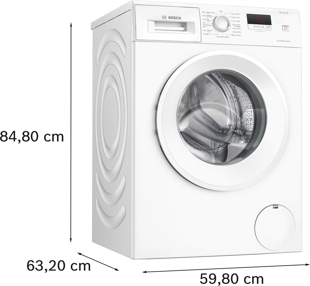 Lave-linge BOSCH WGE02406FR Série 2 — 7 kg, 1400 tr/min, Classe A, EcoSilence Drive, ActiveWater Plus