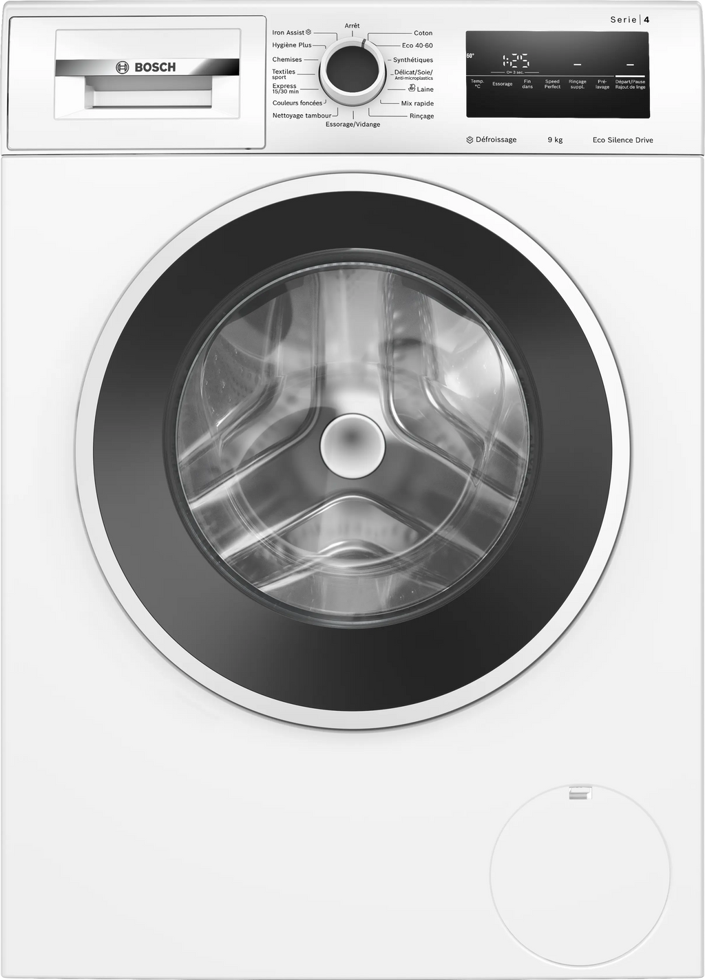 Lave-linge BOSCH WAN2823PFR Série 4 — 9 kg, 1400 tr/min, Classe A, Iron Assist, EcoSilence Drive
