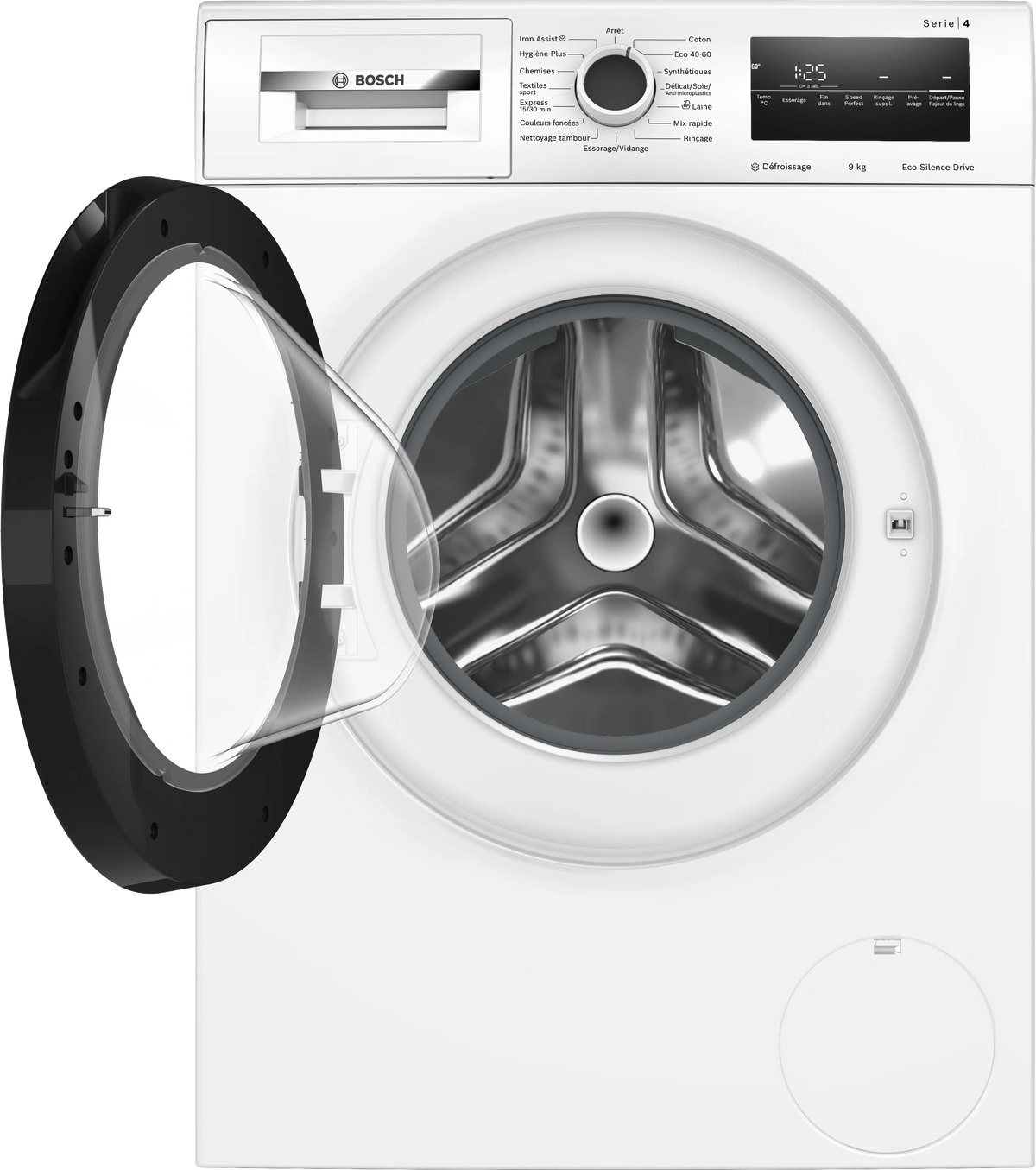 Lave-linge BOSCH WAN2823PFR Série 4 — 9 kg, 1400 tr/min, Classe A, Iron Assist, EcoSilence Drive