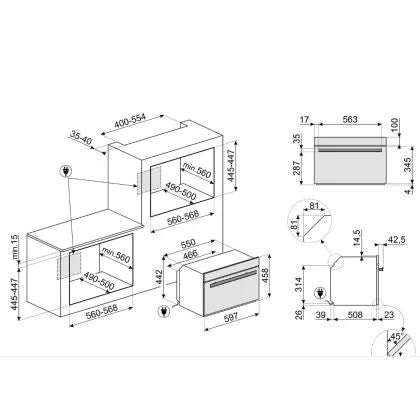 Four combiné micro-ondes compact SMEG SO4604M2PNR — 45 cm, Speedwave Galileo, TFT, noir | Electro‑Choc
