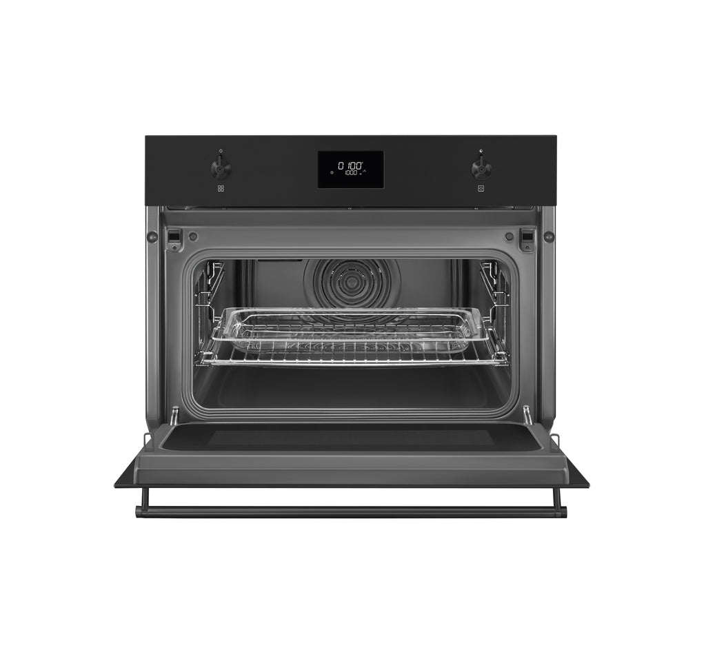Four compact encastrable SMEG SO4301M1N Classica — 45 cm — Combiné micro‑ondes 800 W — 40 L — Chaleur tournante — Préchauffage rapide — Noir mat
