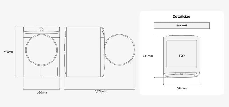 Sèche-linge pompe à chaleur Samsung DV16DG8600BWU3 — 16 kg, Hybrid Heat Pump, AI Dry, AI Control, SmartThings Wi‑Fi, Hygiene Care+, Pet Care, classe C | Electro‑Choc