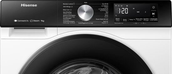 Lave-linge HISENSE WF3S9043BW3/BLX — 9 kg — 1400 tr/min — Classe A — Wi‑Fi ConnectLife