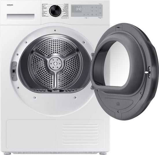 Wasdroger SAMSUNG Optimal Dry Serie 5000 (DV9UDG52A0AHEN) — warmtepomp, 9 kg, Energieklasse C, 105 kWh/100 cycli, 64 dB, Wi‑Fi / SmartThings, Hygiene Care