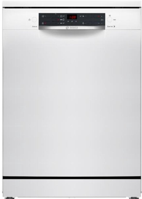 Lave-vaisselle pose-libre Bosch Série 2 SMS25AW10F (60 cm, blanc) — 12 couverts, 48 dB, AquaStop, EcoSilence Drive, ActiveWater, 5 programmes | Electro‑Choc
