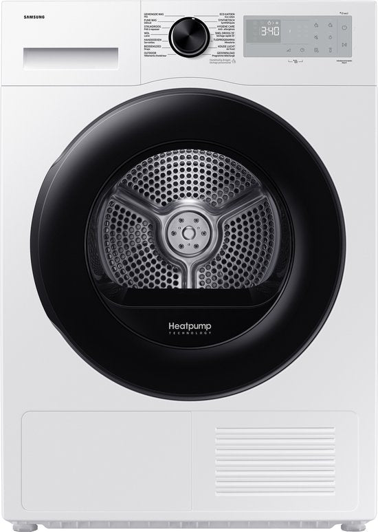 Wasdroger SAMSUNG Optimal Dry Serie 5000 (DV9UDG52A0AHEN) — warmtepomp, 9 kg, Energieklasse C, 105 kWh/100 cycli, 64 dB, Wi‑Fi / SmartThings, Hygiene Care