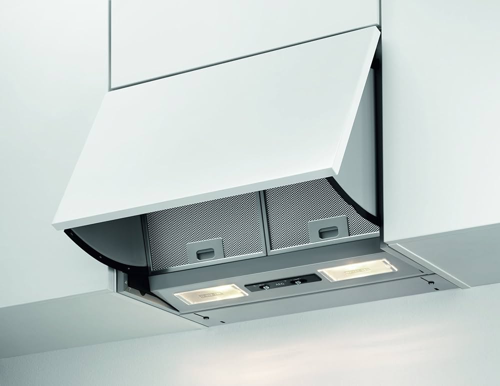 AEG DEB2631S geïntegreerde afzuigkap — 60 cm, 370 m³/u, led, 3 standen, grijs, energieklasse D