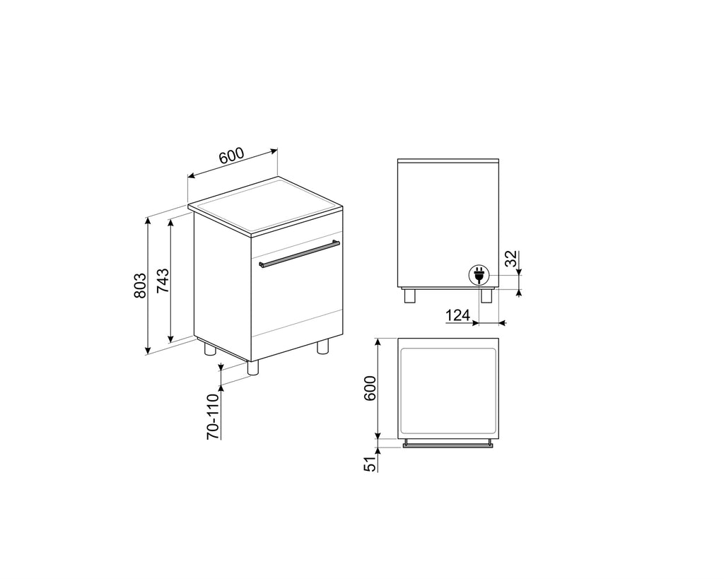 Centre de cuisson SMEG C6IMXM2 60 cm – Induction – Four multifonction 70 L – Classe A – Inox