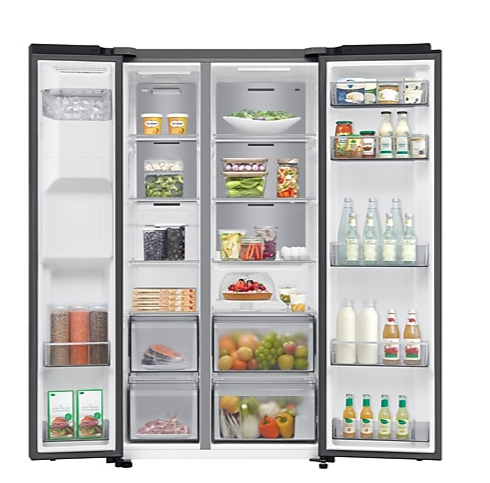 Réfrigérateur américain Samsung RS70F64KEFEF Bespoke AI 634 L — Distributeur d’eau et glaçons raccordé, Wi-Fi, 36 dB, classe E, Inox Noir