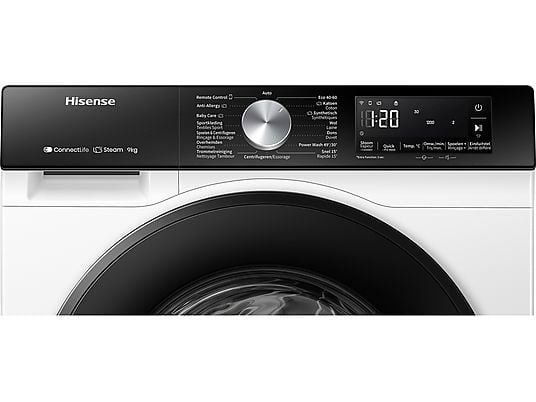 Lave-linge HISENSE WF3S9043BW3/BLX — 9 kg — 1400 tr/min — Classe A — Wi‑Fi ConnectLife