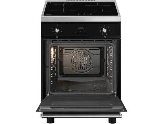 Cuisinière induction SMEG C6IMBLT2 60×60 tout électrique (Noir) — Four 70 L, Vapor Clean, Classe A, Booster | Electro‑Choc