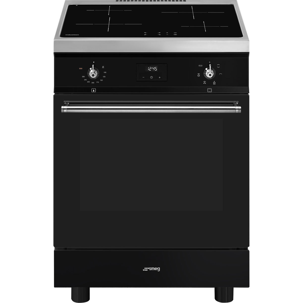 Cuisinière induction SMEG C6IMBLT2 60×60 tout électrique (Noir) — Four 70 L, Vapor Clean, Classe A, Booster | Electro‑Choc