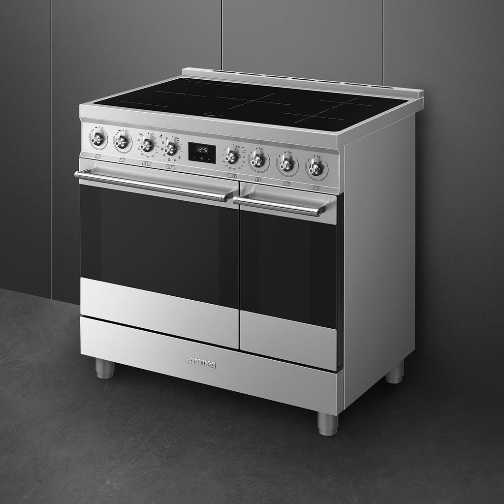 Cuisinière induction Smeg C92IPX2 90 cm inox — 2 fours, pyrolyse, 5 foyers Booster, Multizone, classe énergétique A