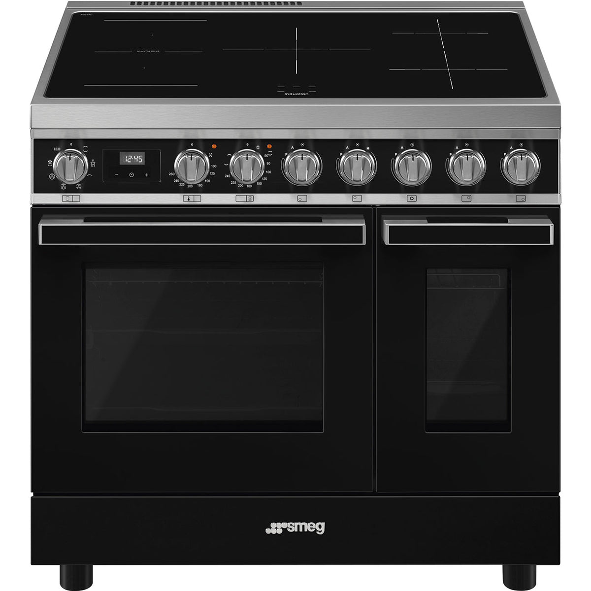 Piano de cuisson SMEG CPF92IMBL Portofino 90 cm – Induction – 2 fours électriques – Noir