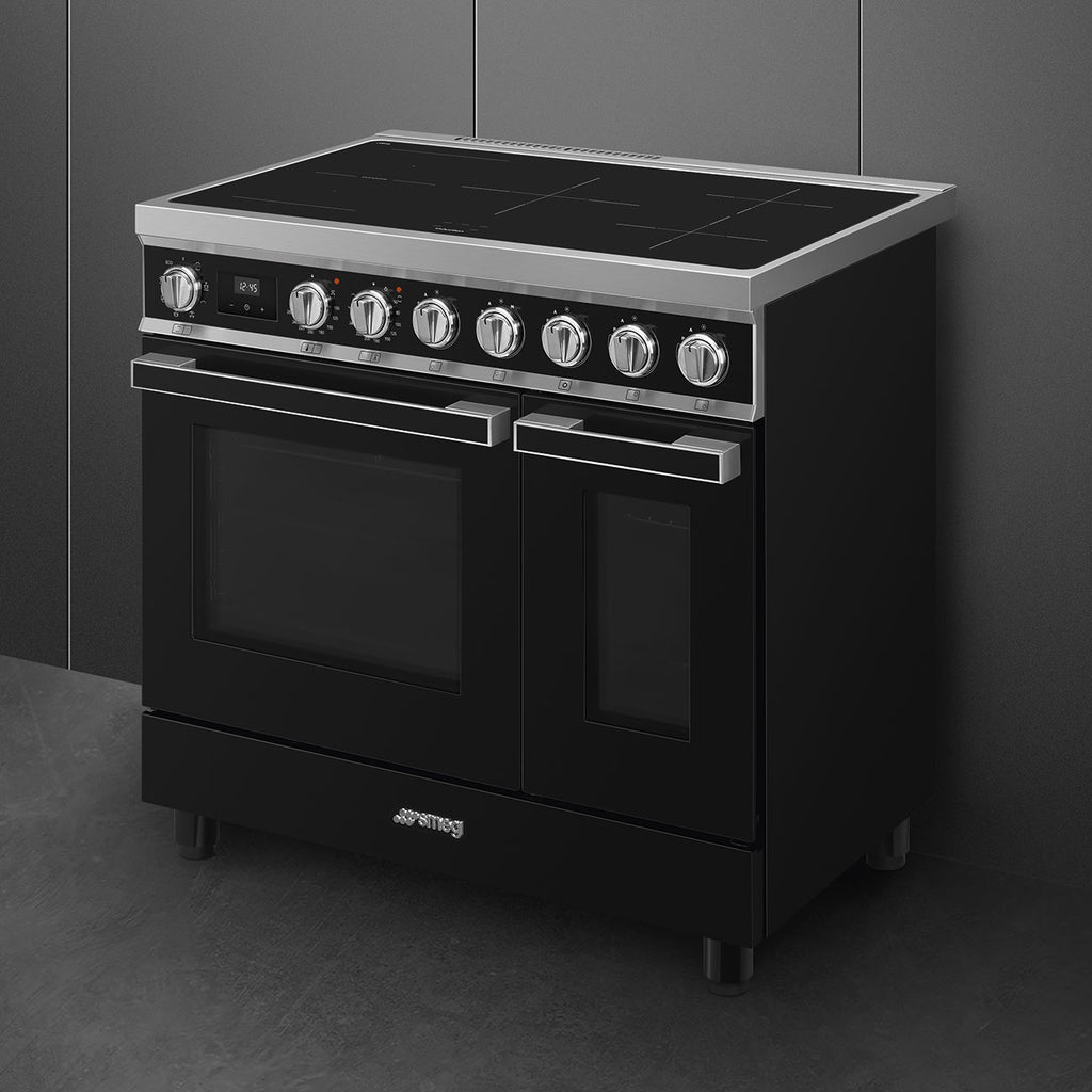 Piano de cuisson SMEG CPF92IMBL Portofino 90 cm – Induction – 2 fours électriques – Noir