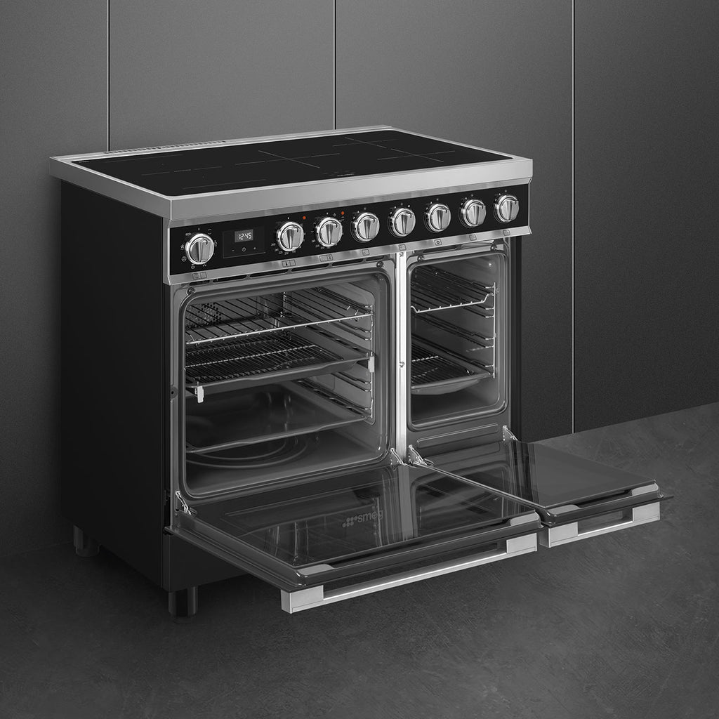 Piano de cuisson SMEG CPF92IMBL Portofino 90 cm – Induction – 2 fours électriques – Noir