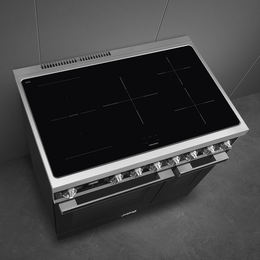Piano de cuisson SMEG CPF92IMBL Portofino 90 cm – Induction – 2 fours électriques – Noir