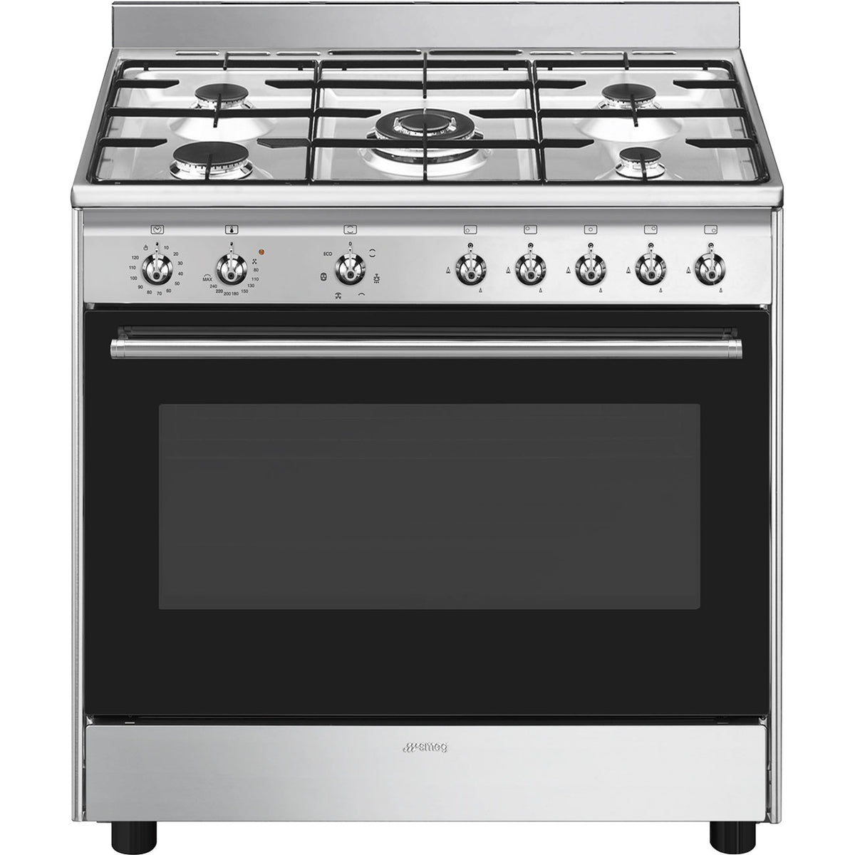 Centre de cuisson SMEG CX90GM 90 cm – 5 feux gaz – Four 115 L – Classe A – Inox