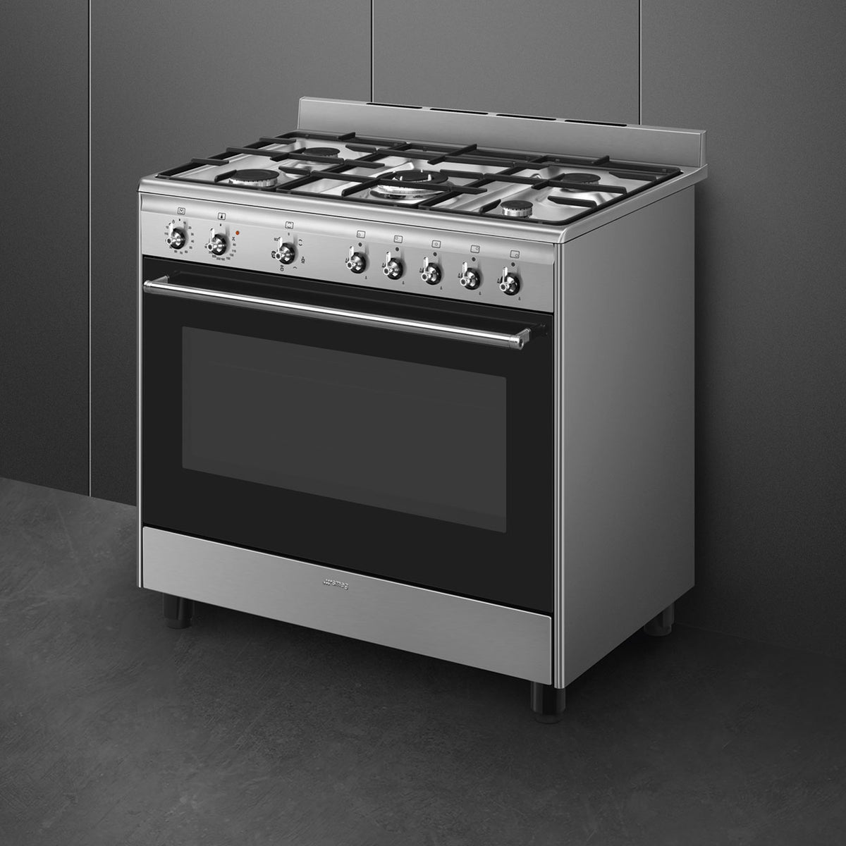 Centre de cuisson SMEG CX90GM 90 cm – 5 feux gaz – Four 115 L – Classe A – Inox