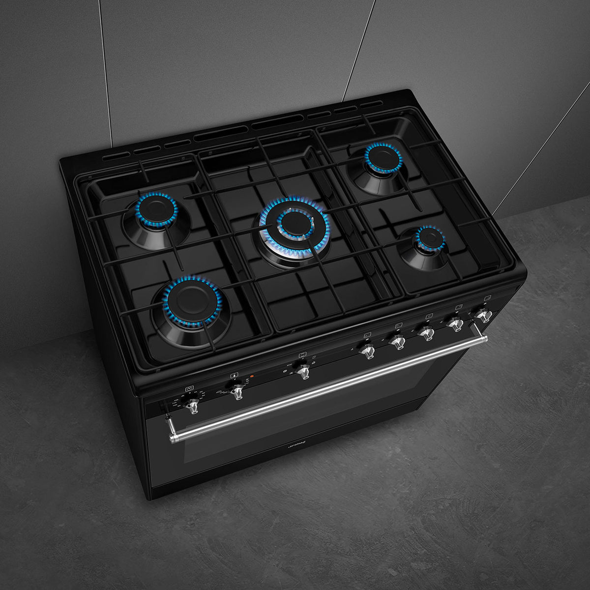 Piano de cuisson gaz + four électrique SMEG CX91GMBL 90 cm — 5 feux, 115 L, classe A | Electro‑Choc
