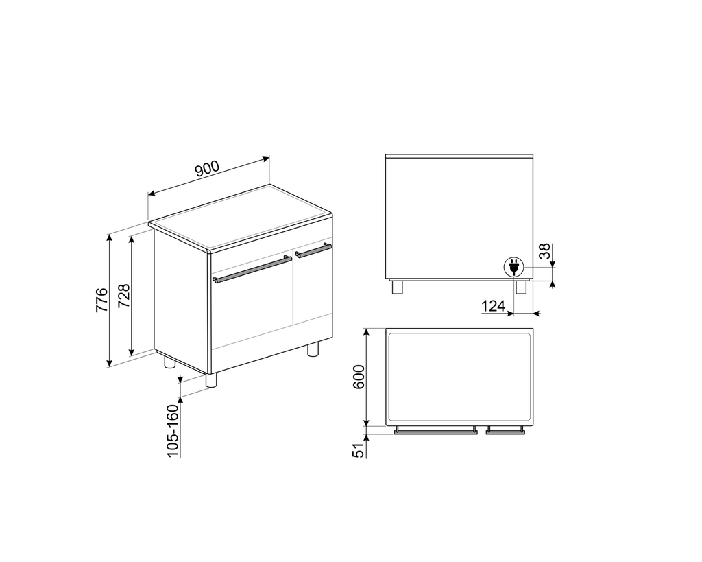 Centre de cuisson SMEG CX92IM 90 cm – Induction – Double four électrique – Classe A – Inox