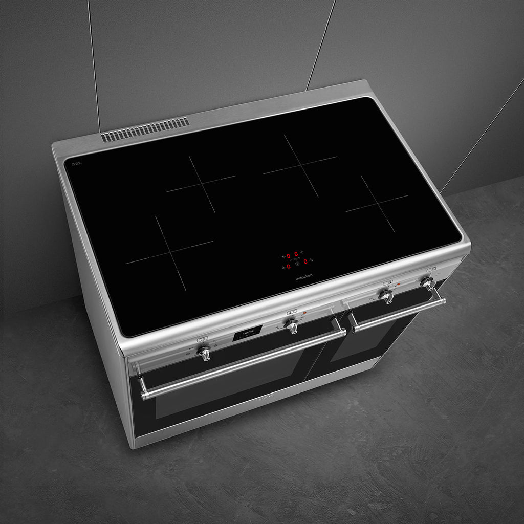 Centre de cuisson SMEG CX92IM 90 cm – Induction – Double four électrique – Classe A – Inox