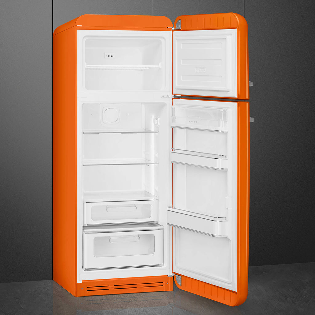 Réfrigérateur 2 portes Smeg FAB30ROR6 orange — 294 L, congélateur 72 L, classe C, design Années 50