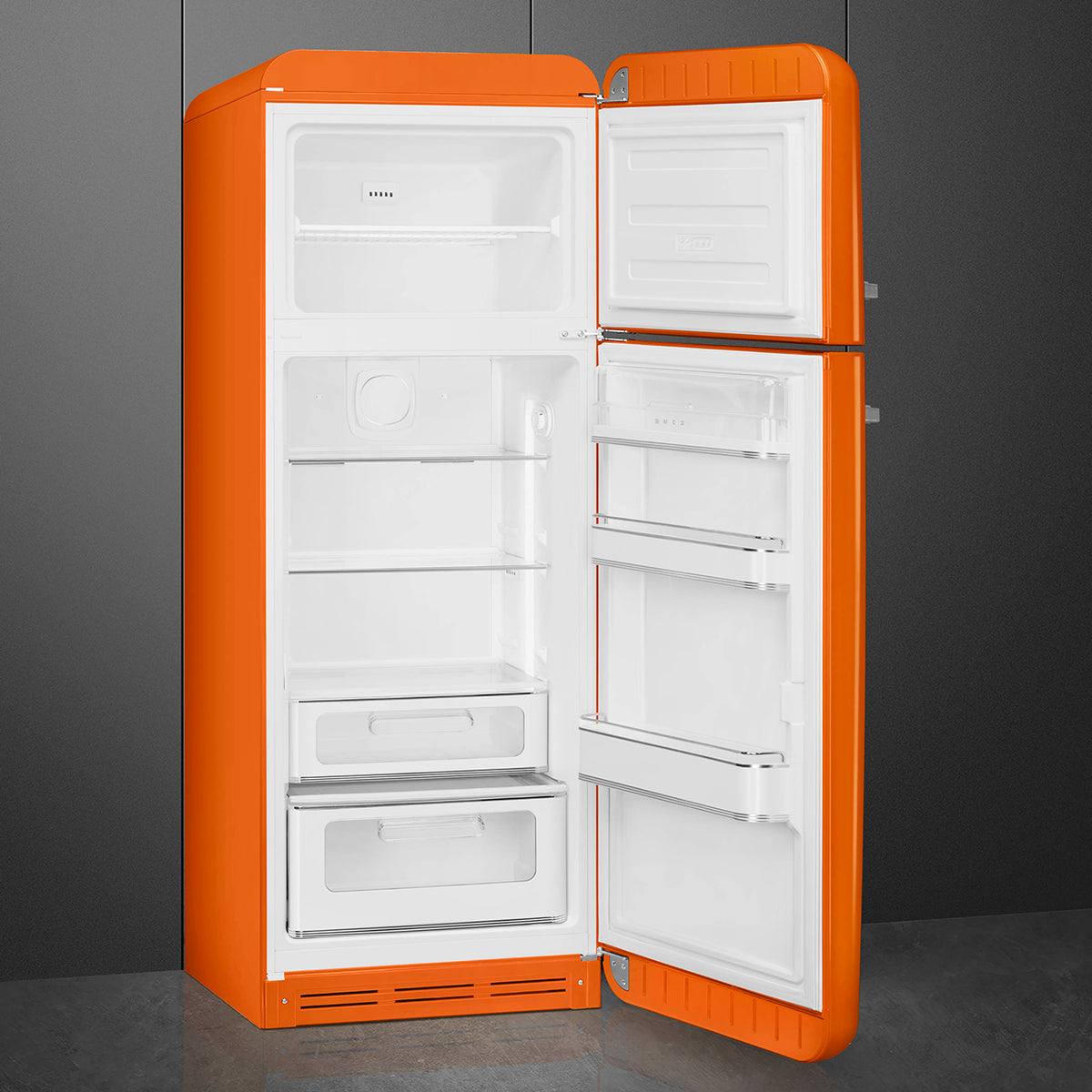 Réfrigérateur 2 portes Smeg FAB30ROR6 orange — 294 L, congélateur 72 L, classe C, design Années 50