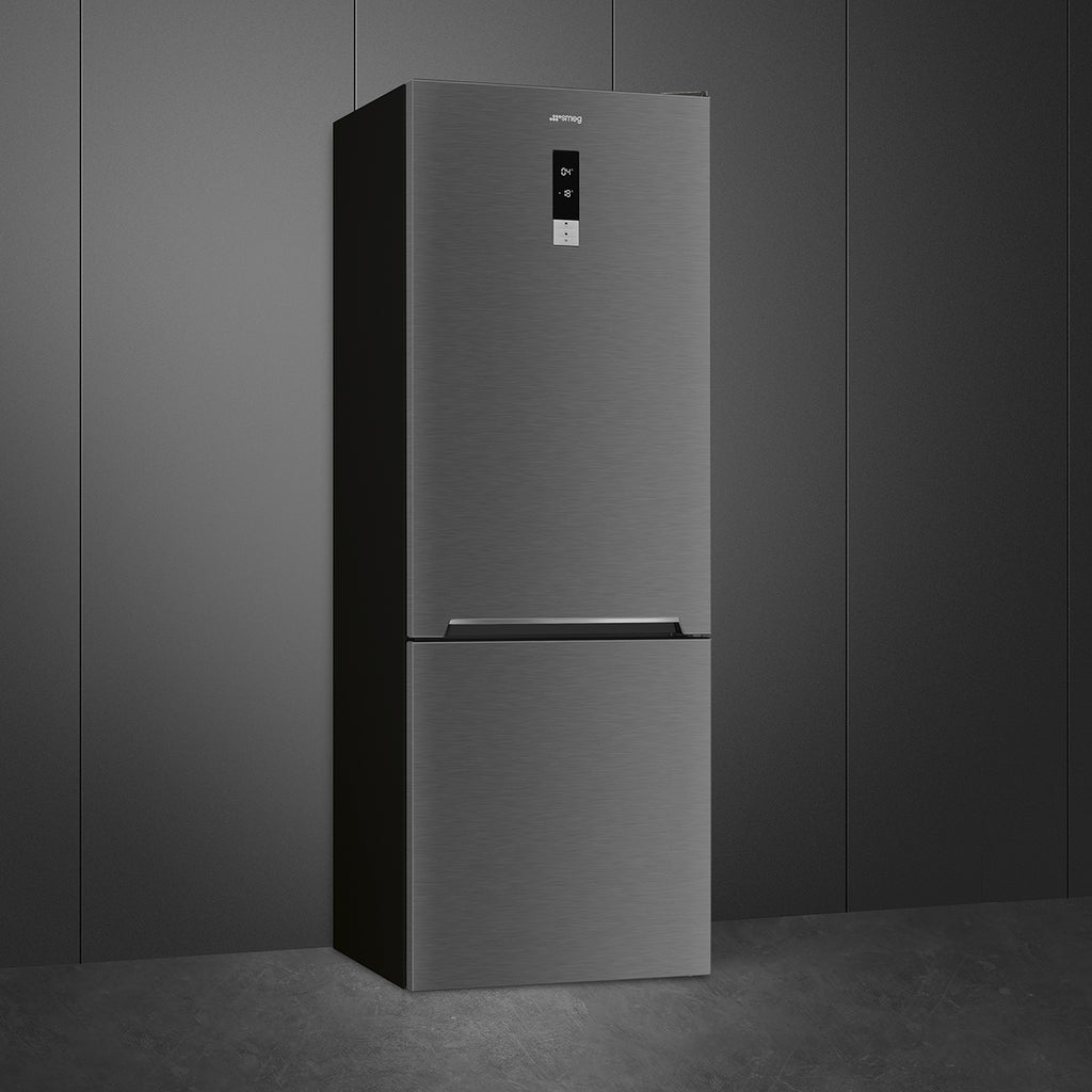 Réfrigérateur combiné Smeg FC48KDND Dark Grey Inox Look — 481 L, No Frost total, largeur 70 cm, Inverter et classe D