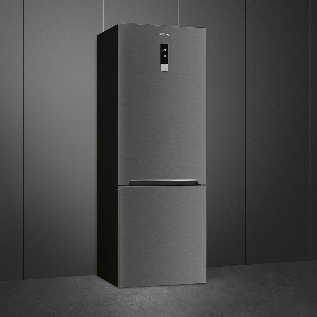 Réfrigérateur combiné Smeg FC48KDND Dark Grey Inox Look — 481 L, No Frost total, largeur 70 cm, Inverter et classe D