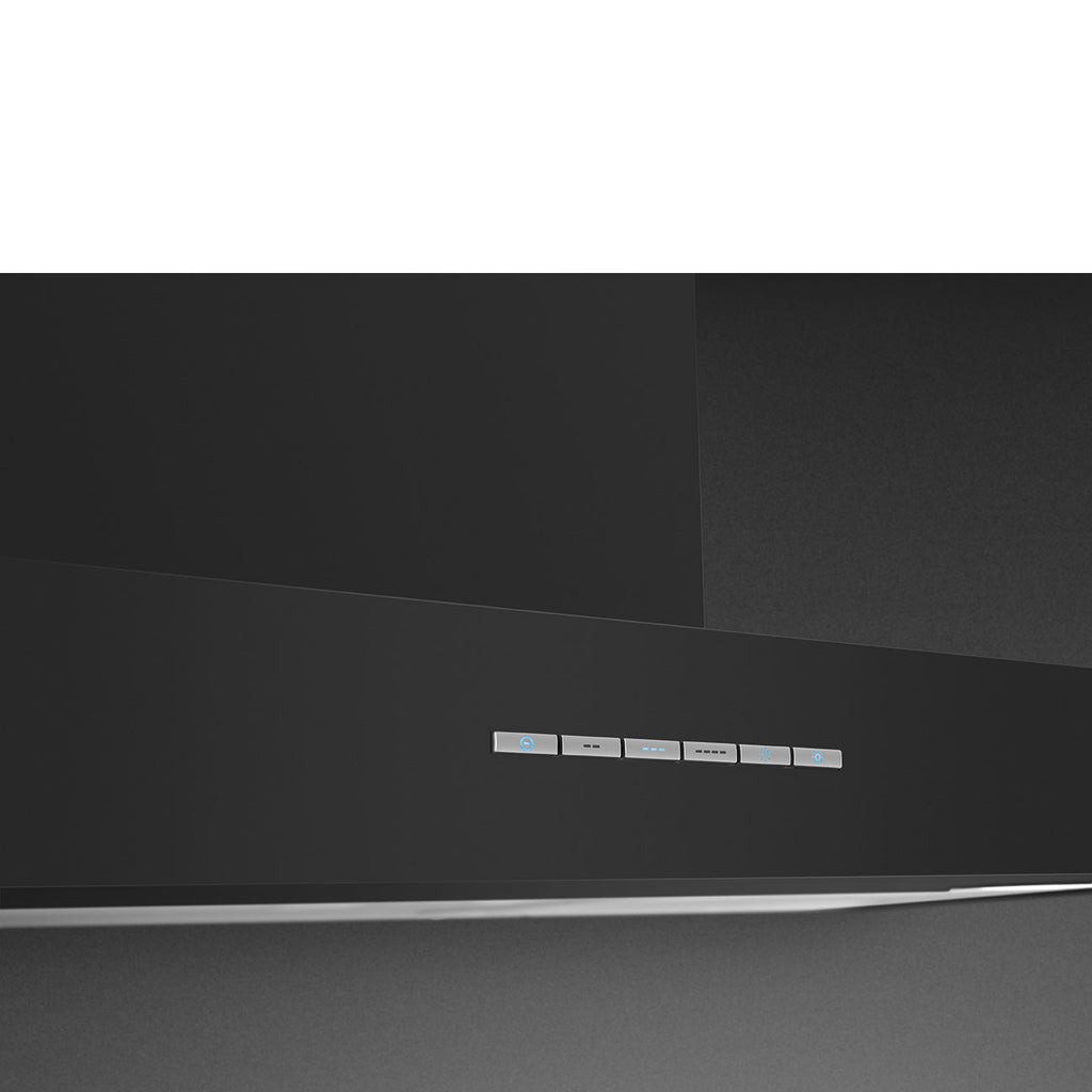 Hotte décorative murale Smeg KBT900NE noir mat — 90 cm, classe A, 3 vitesses et aspiration intensive jusqu’à 686 m³/h