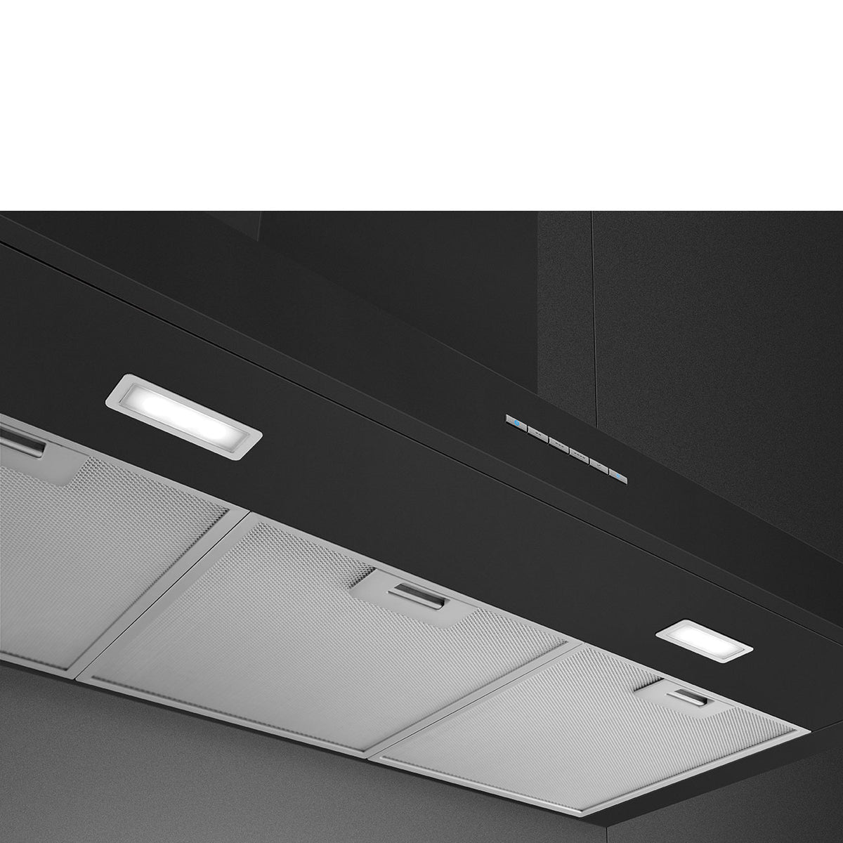 Hotte décorative murale Smeg KBT900NE noir mat — 90 cm, classe A, 3 vitesses et aspiration intensive jusqu’à 686 m³/h