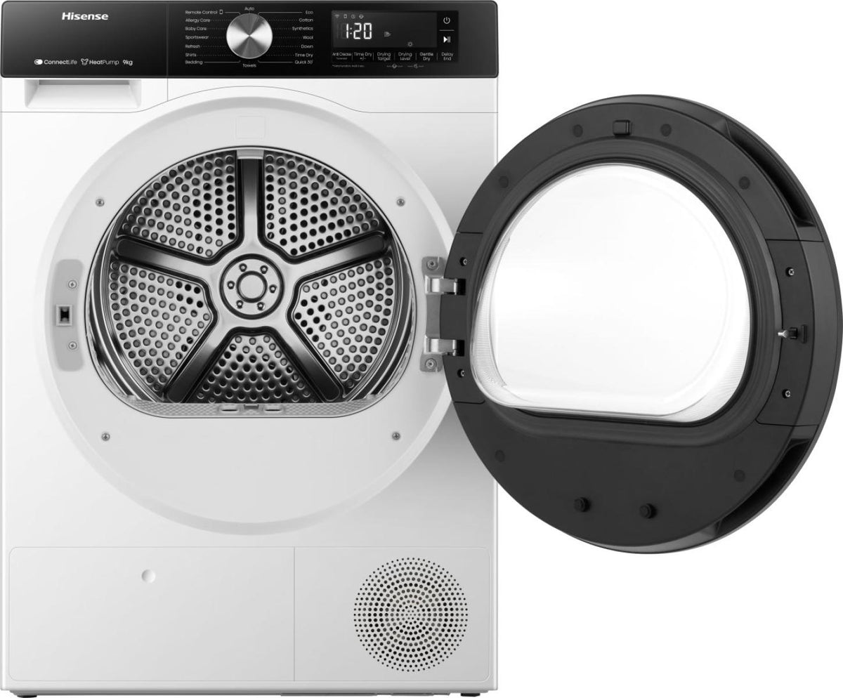 Warmtepompdroger HISENSE DH3S902BW3 — 9 kg, Energieklasse C, Inverter Motor, WiFi ConnectLife