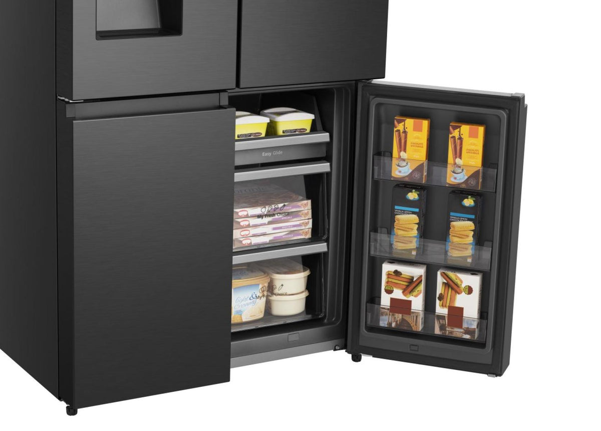 Réfrigérateur américain HISENSE RQ760N4SBFE Cross Door — 584 L, Total No-Frost, Distributeur eau/glaçons sans raccordement, Noir