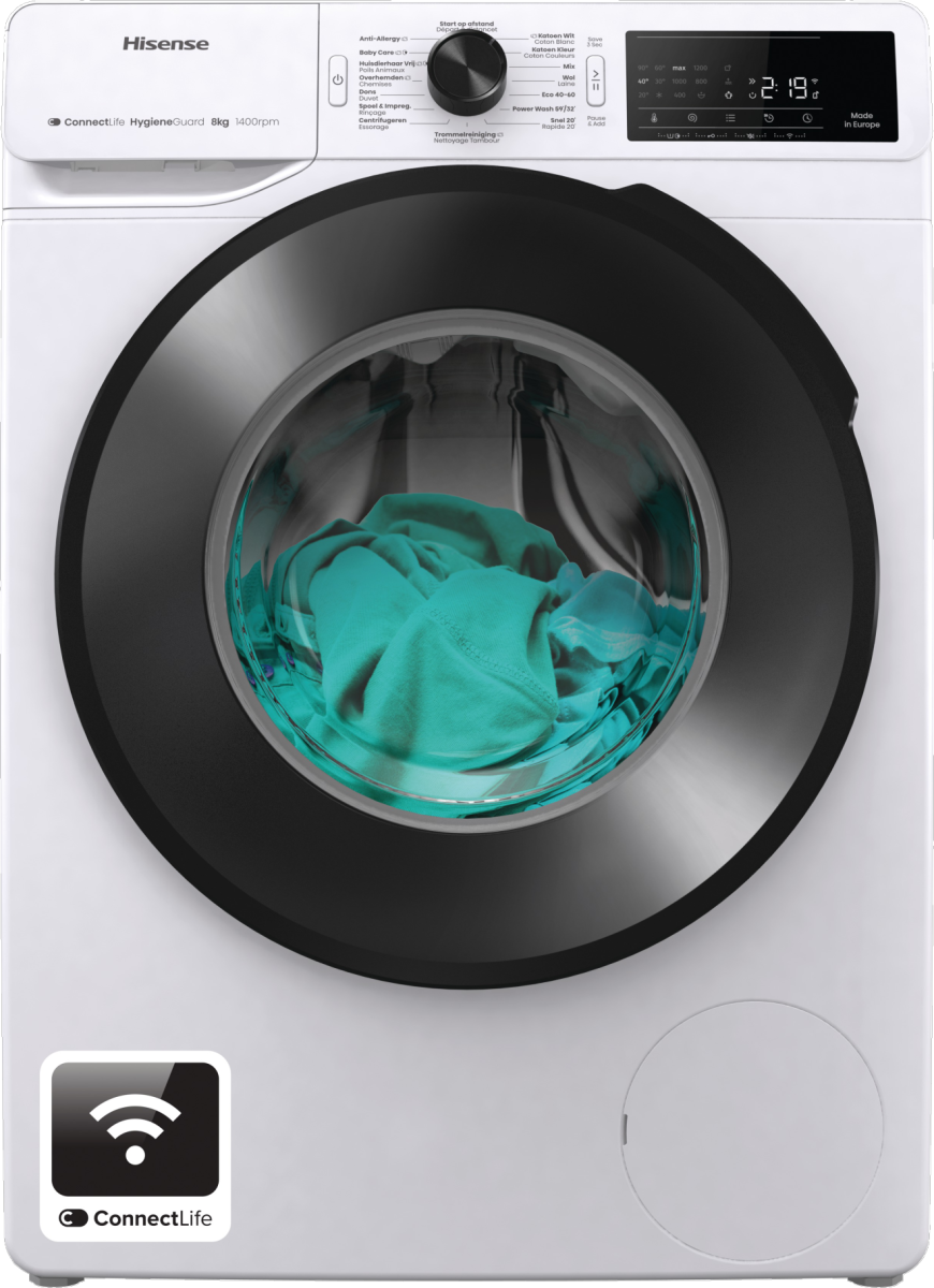 Lave-linge HISENSE WF3V843BW - 8kg - 1400 tr/min - Connecté