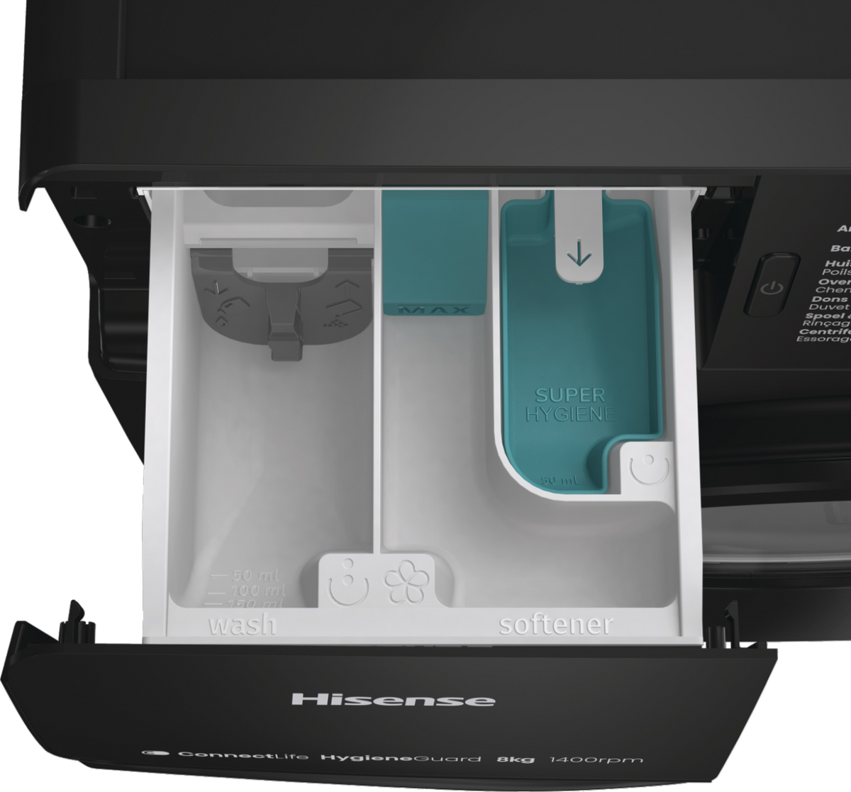 Wasmachine HISENSE WF3V843BB - 8kg - 1400 tpm - Smart - Zwart