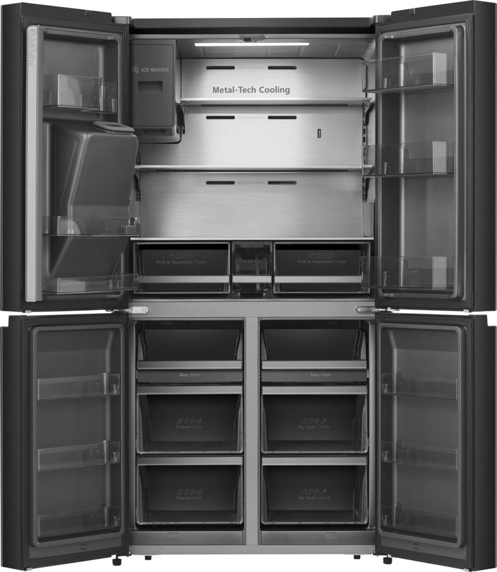 Réfrigérateur américain HISENSE RQ760N4SBFE Cross Door — 584 L, Total No-Frost, Distributeur eau/glaçons sans raccordement, Noir