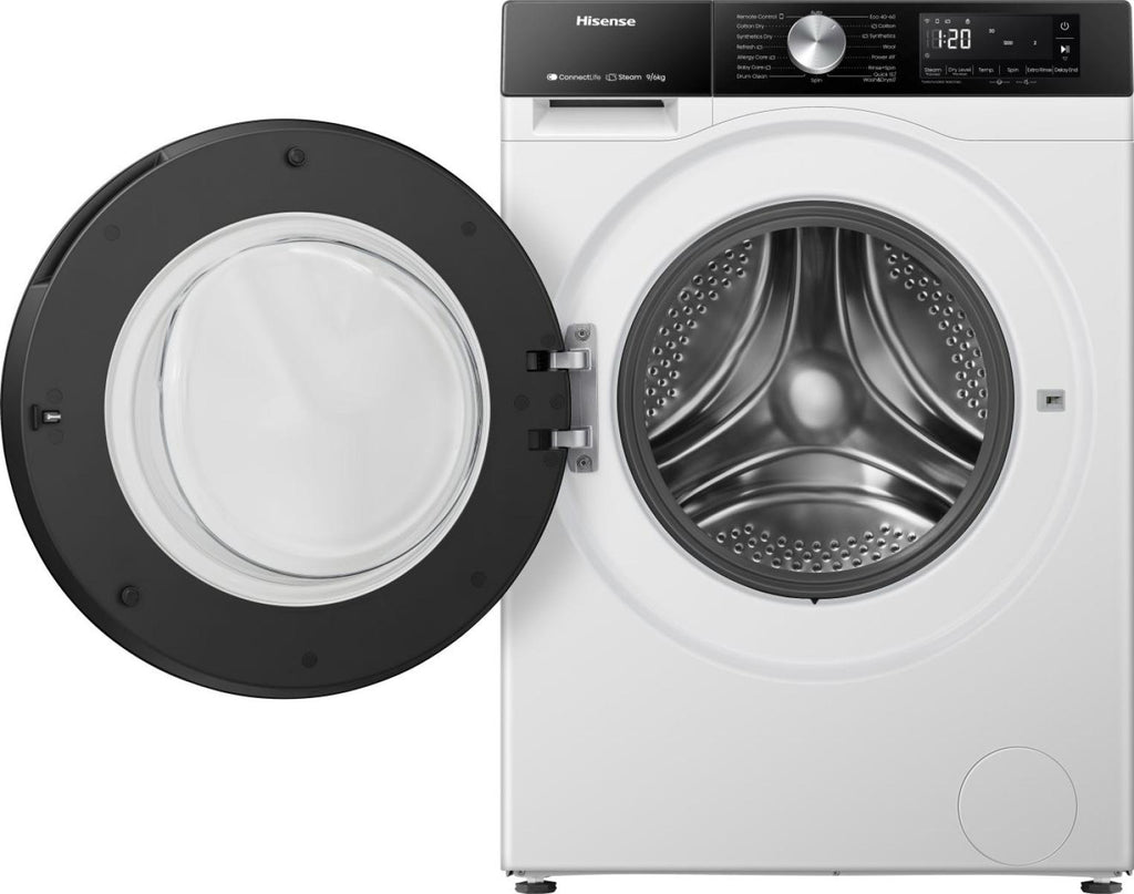 Lave-linge séchant HISENSE WD3S9043BW3 — 9 kg / 6 kg, 1400 tr/min, Lave & Sèche 60', Classe A, WiFi ConnectLife