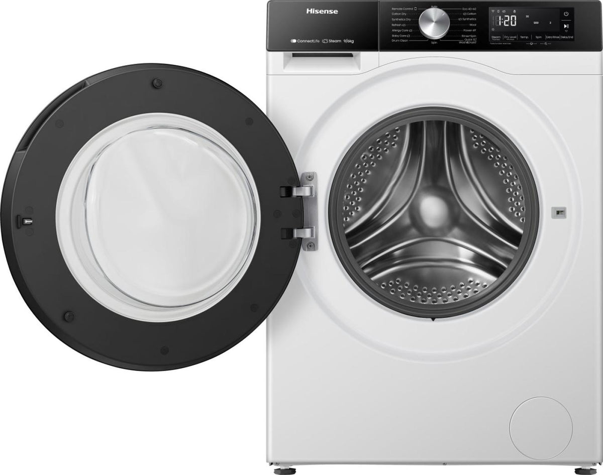 Lave-linge séchant HISENSE WD3S9043BW3 — 9 kg / 6 kg, 1400 tr/min, Lave & Sèche 60', Classe A, WiFi ConnectLife